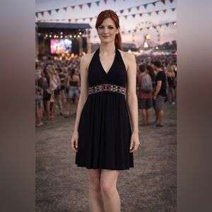 WHITE HOUSE BLACK MARKET Beaded Halter Dress